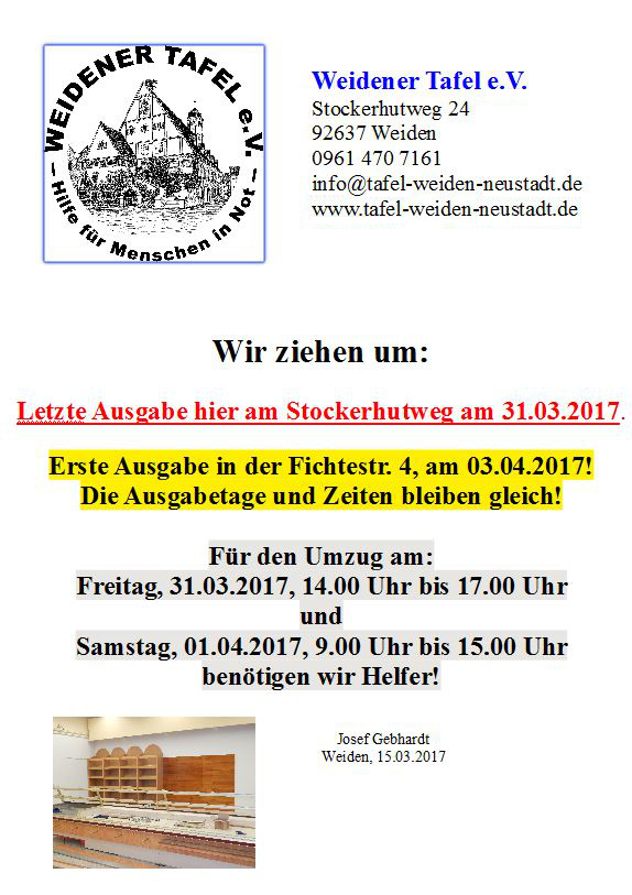Umzug In Die Fichtestrasse Weidener Tafel E V Page 2000
